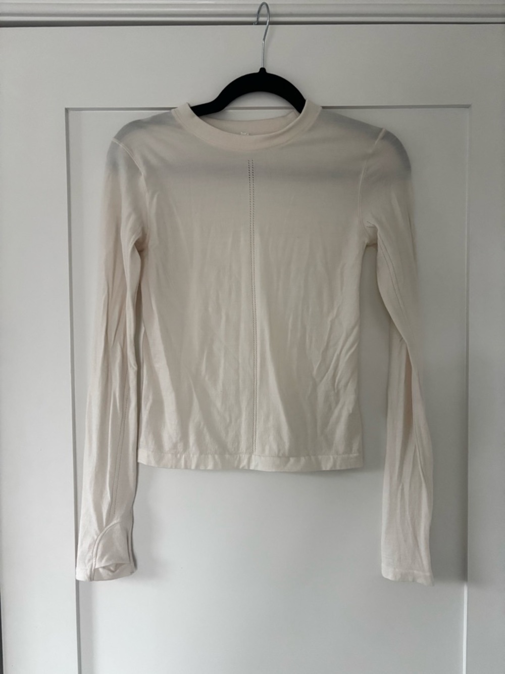Athleta Ascent Seamless Top White Long Sleeve Lightweight S